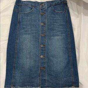 Classic Button-Front Blue Denim Skirt
